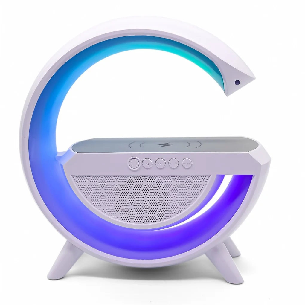Luminária inteligente com caixa de som Bluetooth com carregador de celular por indução, LED Sunrise