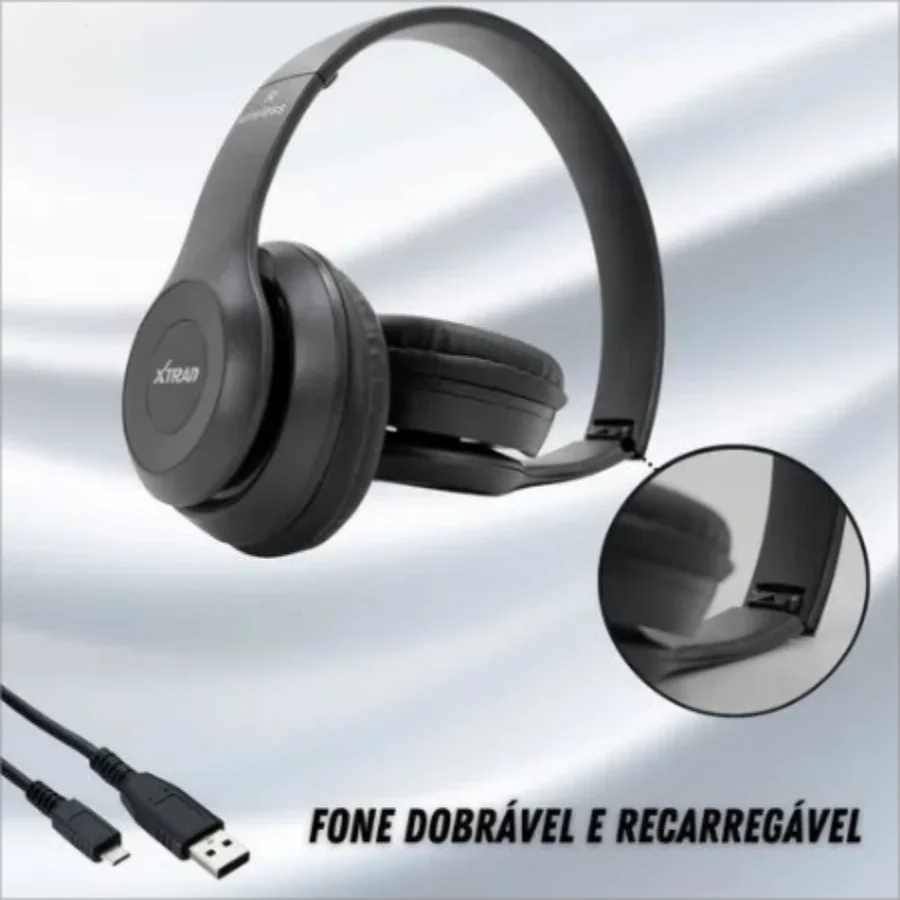 Super Fone De Ouvido Sem Fio com Microfone Xtrad Bluetooth