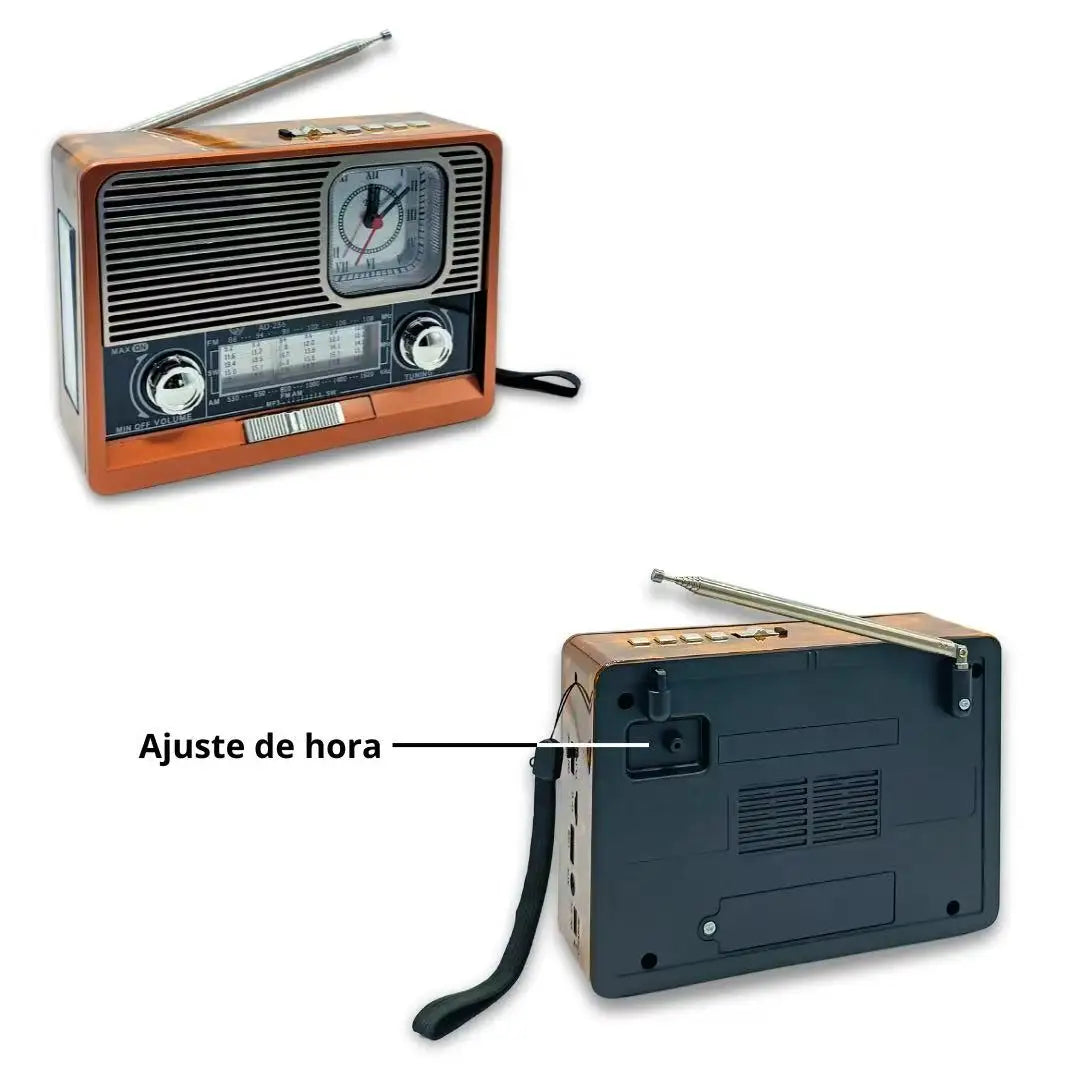 Radio Retro Vintage Am Fm Bluetooth Usb Sd Am Fm Multimídia Carregador Placa Solar com Lanterna