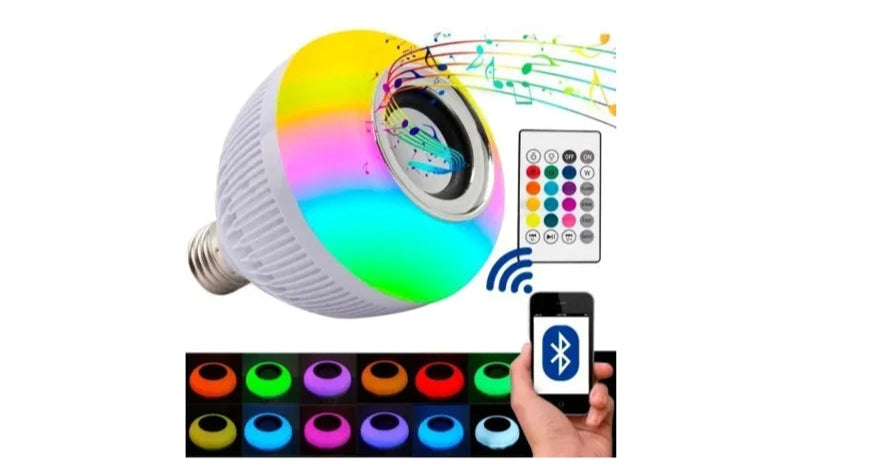 Lâmpada Bluetooth com Led RGB e Musica 12W + Controle Remoto