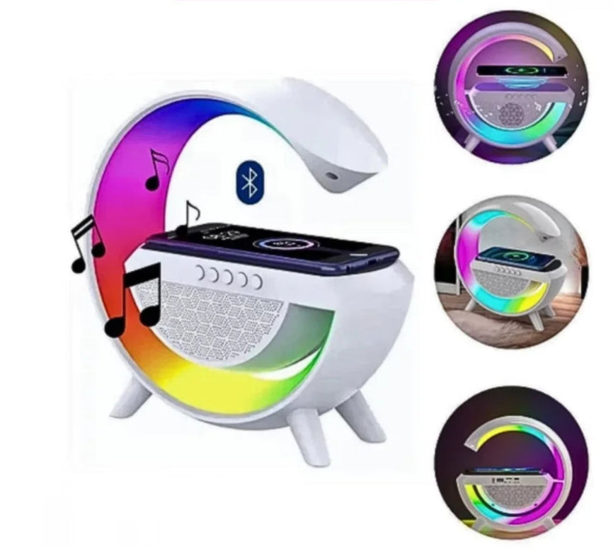 Luminária inteligente com caixa de som Bluetooth com carregador de celular por indução, LED Sunrise