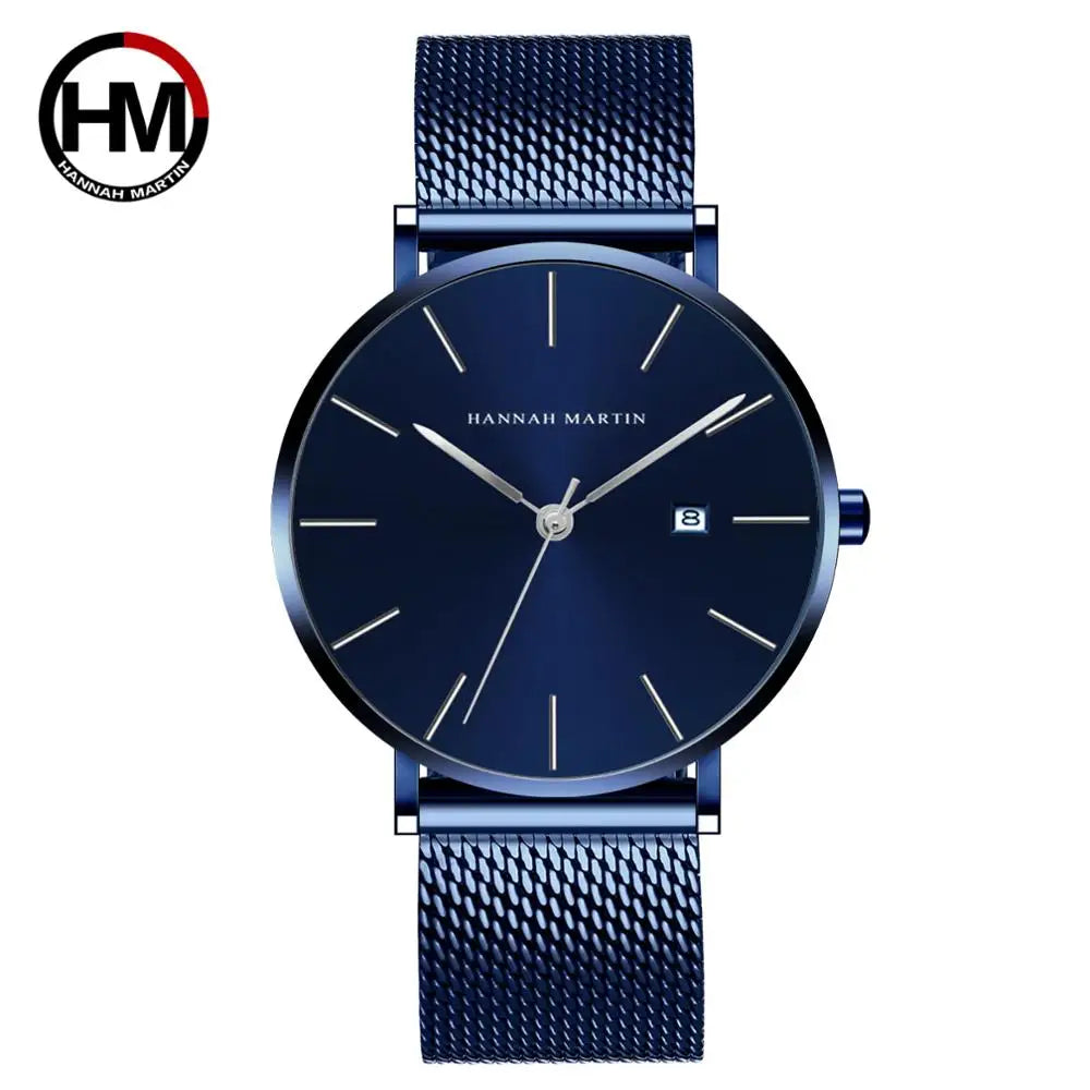 Relógio de pulso masculino clássico Bauhaus, à prova d'água, aço inoxidável, moderno, calendário empresarial, ultrafino