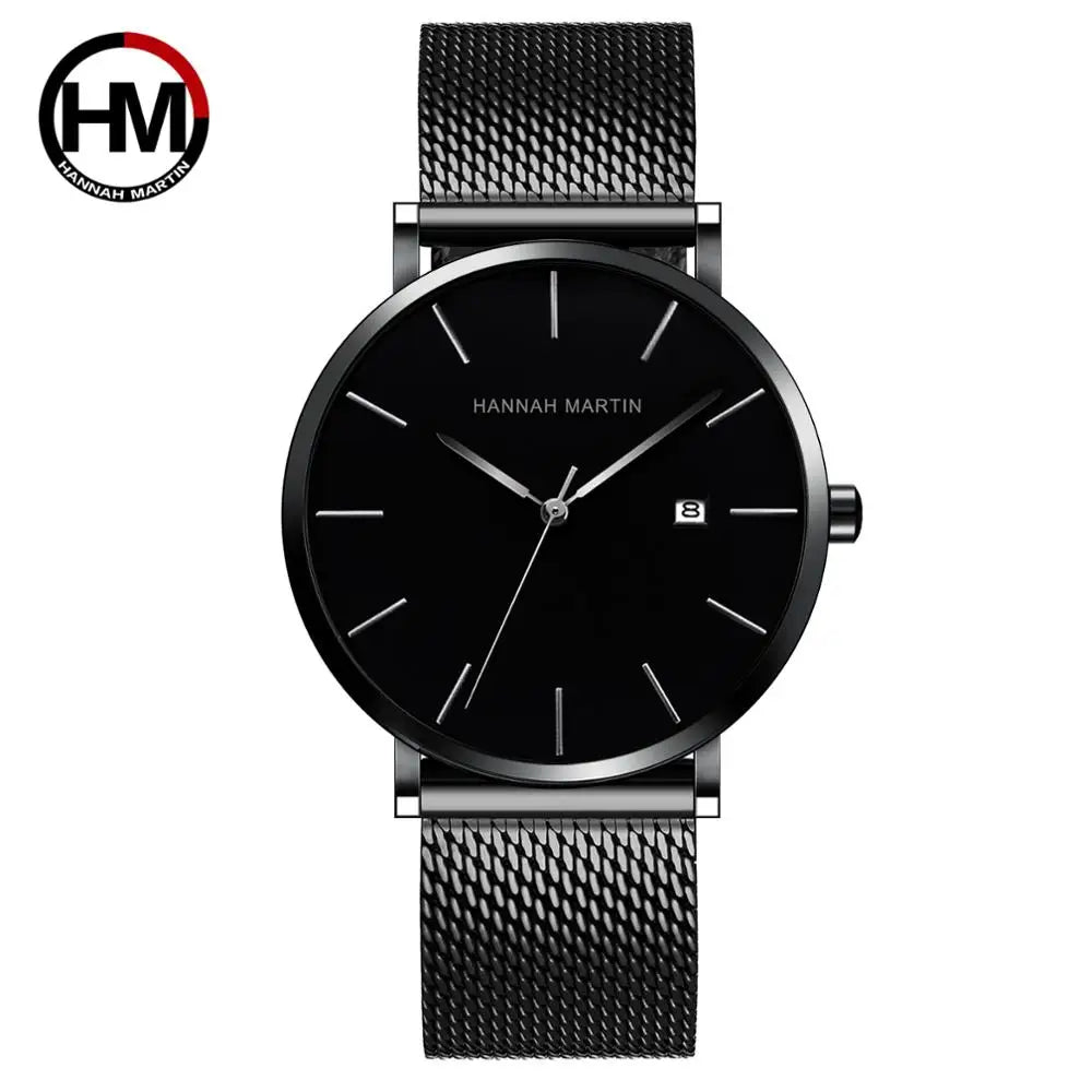 Relógio de pulso masculino clássico Bauhaus, à prova d'água, aço inoxidável, moderno, calendário empresarial, ultrafino