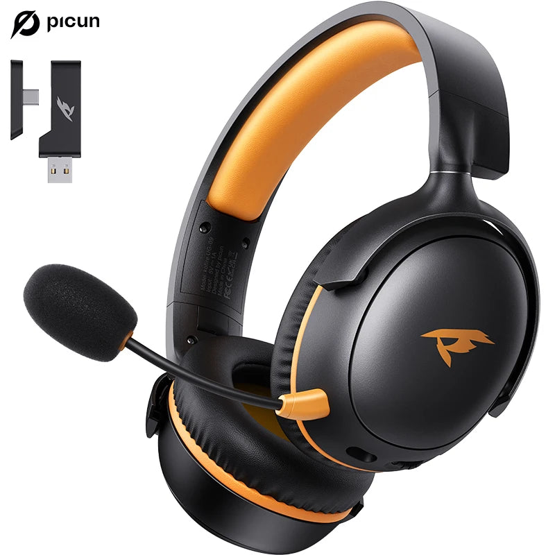 Fone de ouvido sem fio com microfone, Bluetooth 5.4, driver de 40 mm, 2.4G