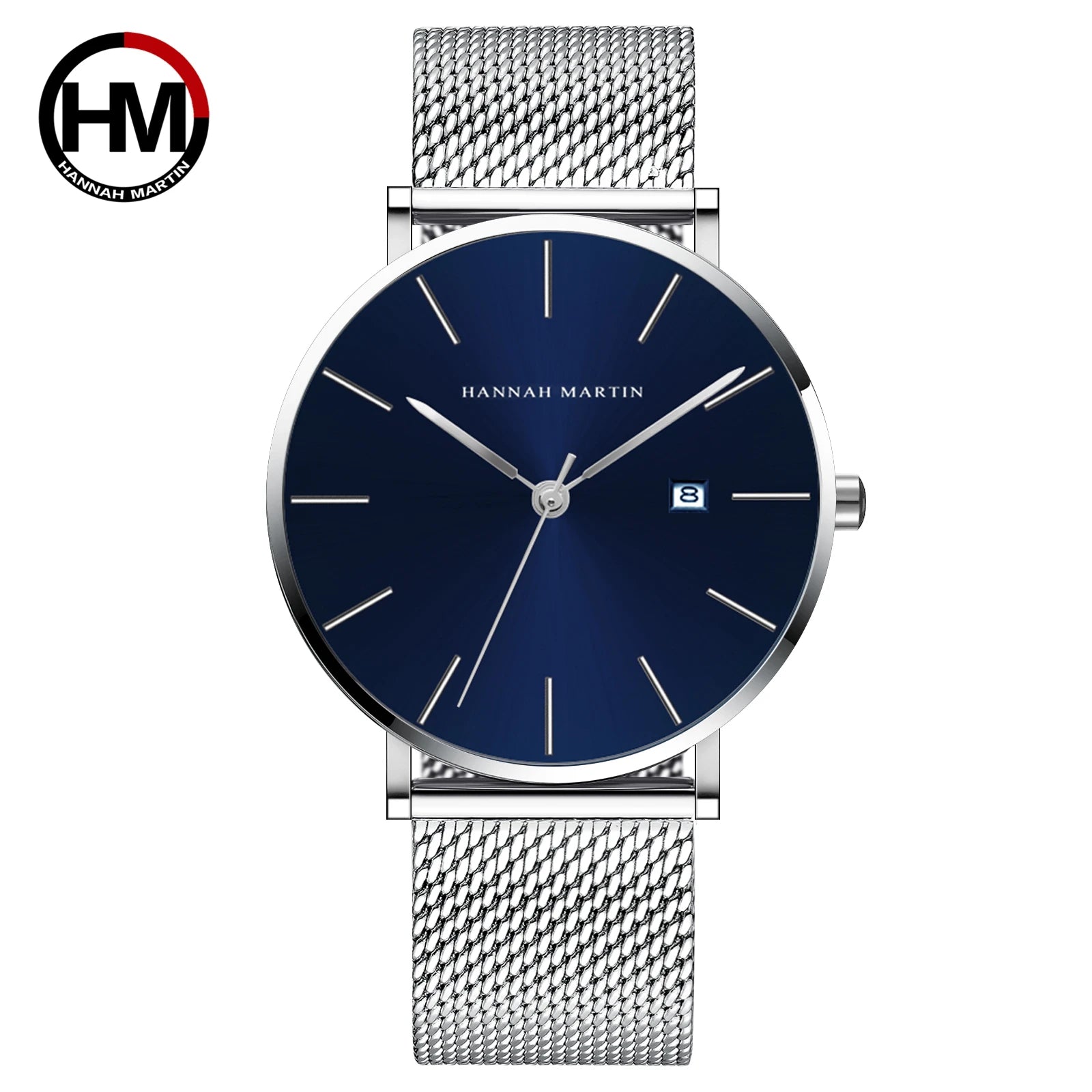 Relógio de pulso masculino clássico Bauhaus, à prova d'água, aço inoxidável, moderno, calendário empresarial, ultrafino