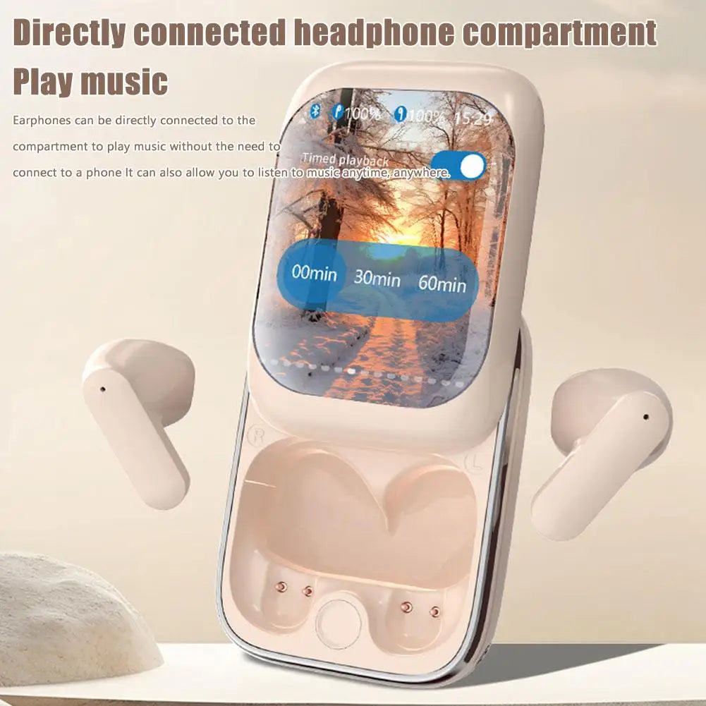 Fones de ouvido Bluetooth com tela LCD deslizante Touchscreen