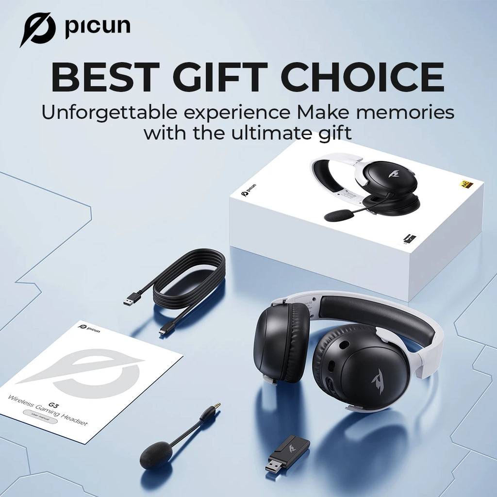 Fone de ouvido sem fio com microfone, Bluetooth 5.4, driver de 40 mm, 2.4G