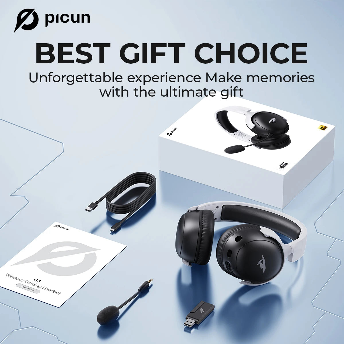 Fone de ouvido sem fio com microfone, Bluetooth 5.4, driver de 40 mm, 2.4G