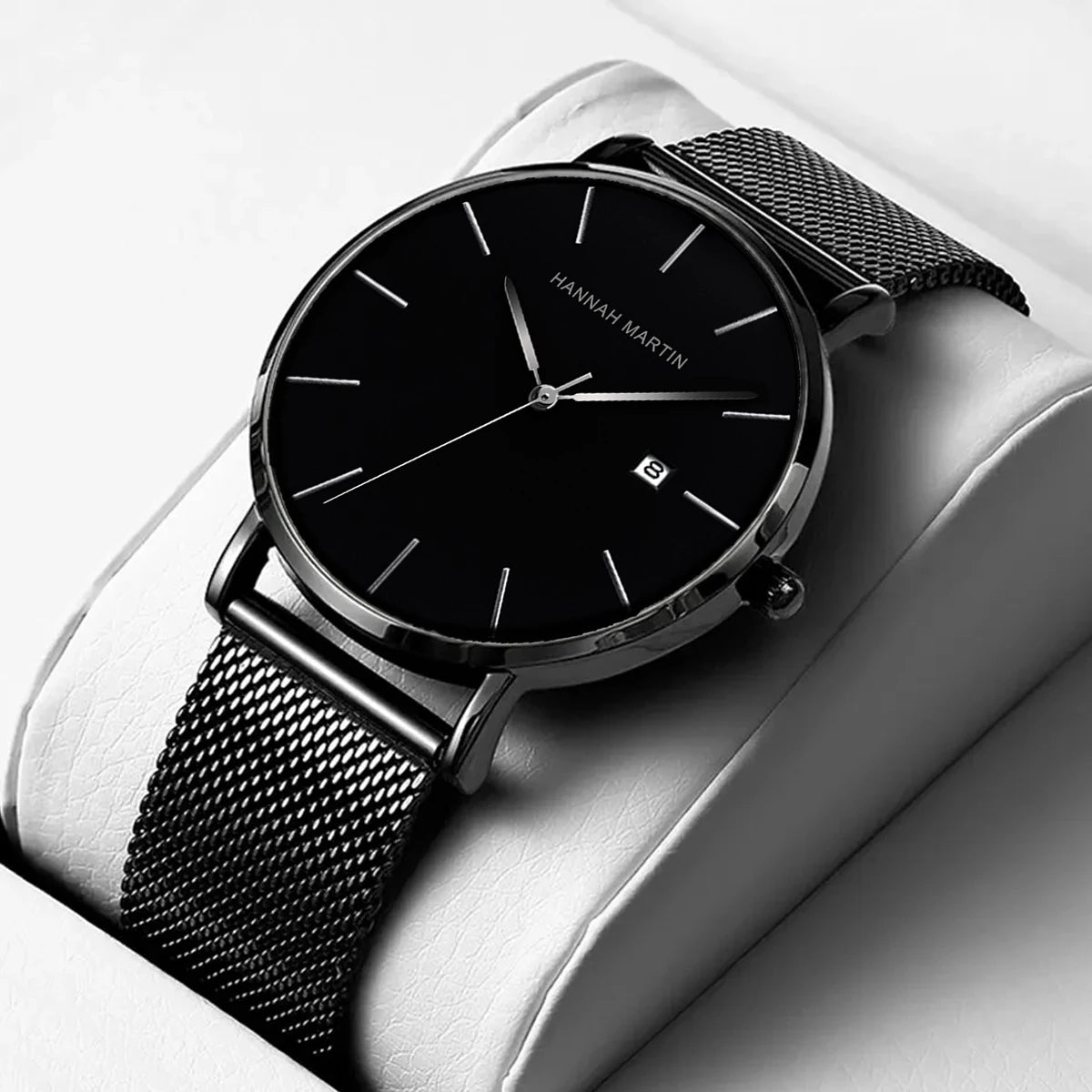 Relógio de pulso masculino clássico Bauhaus, à prova d'água, aço inoxidável, moderno, calendário empresarial, ultrafino