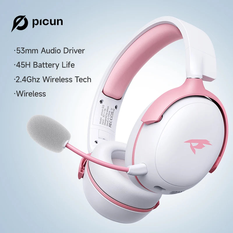 Fone de ouvido sem fio com microfone, Bluetooth 5.4, driver de 40 mm, 2.4G