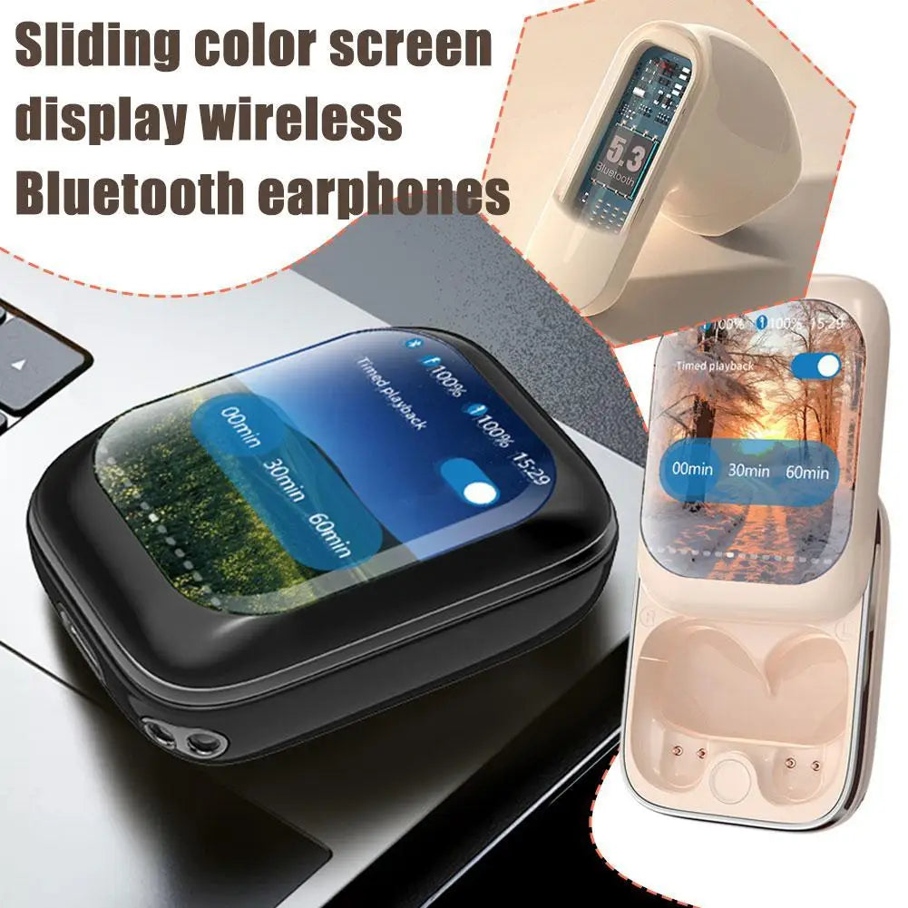 Fones de ouvido Bluetooth com tela LCD deslizante Touchscreen