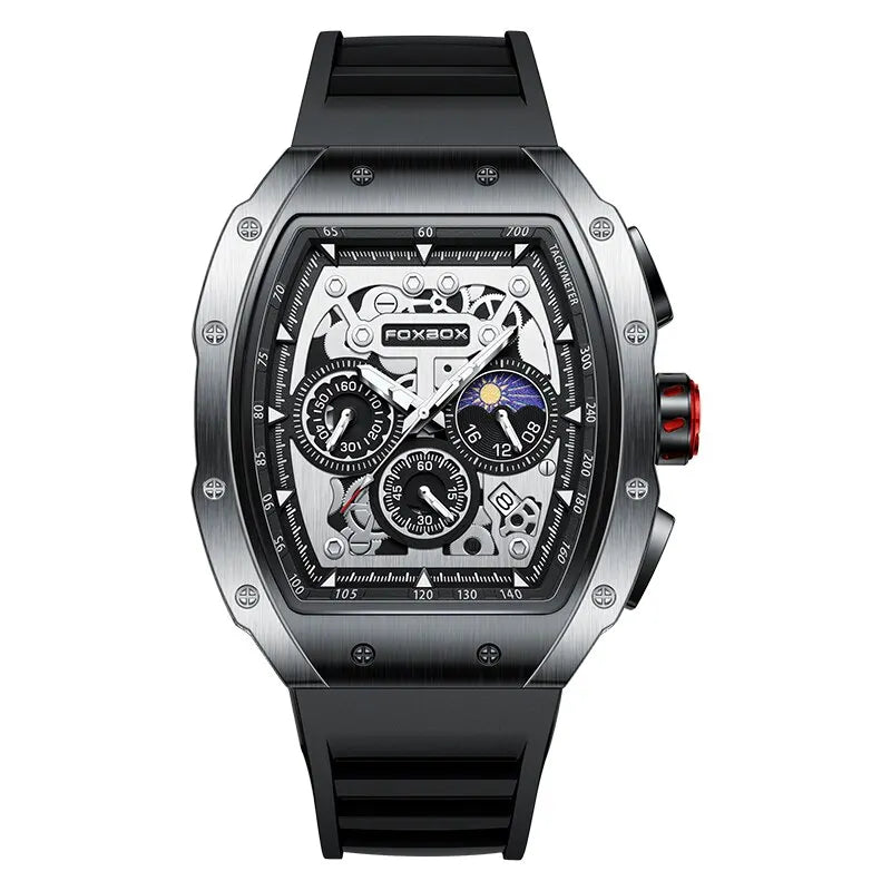 Relógio de pulso Luxo FoxBox esportivo, masculino, à prova d'água, quartzo e cronógrafo