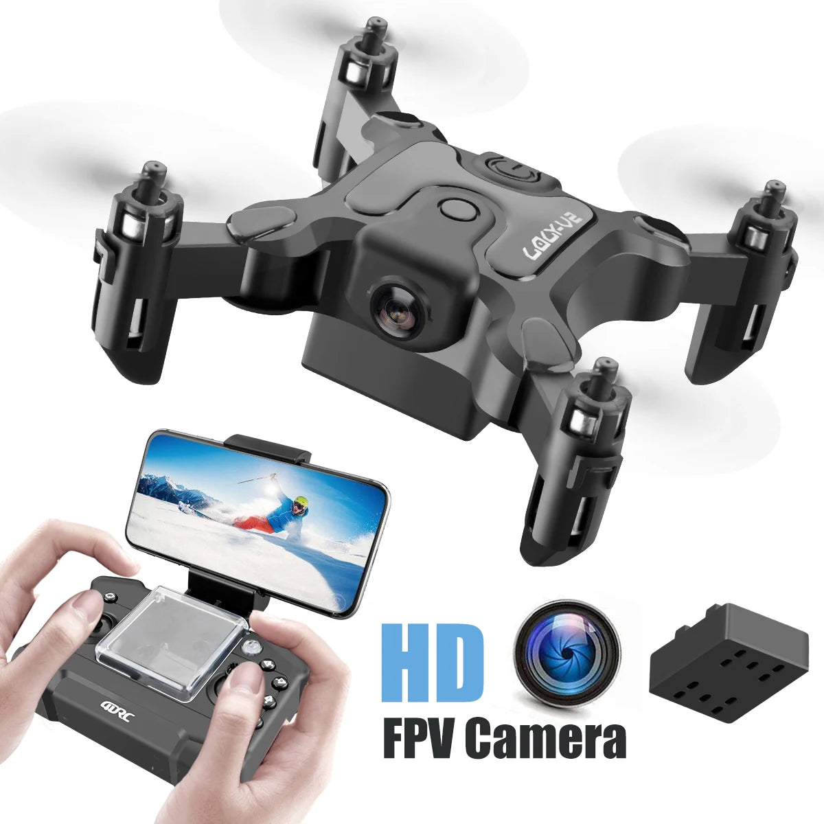 Mini Drone 4DRC V2 com câmera HD WiFi FPV, quadricóptero dobrável