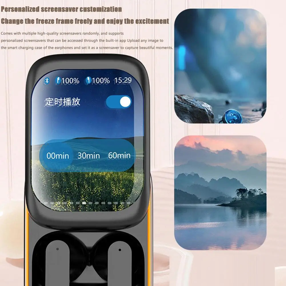 Fones de ouvido Bluetooth com tela LCD deslizante Touchscreen