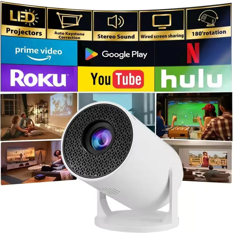 Projetor inteligente 1080P | Lente ajustável de 270°
