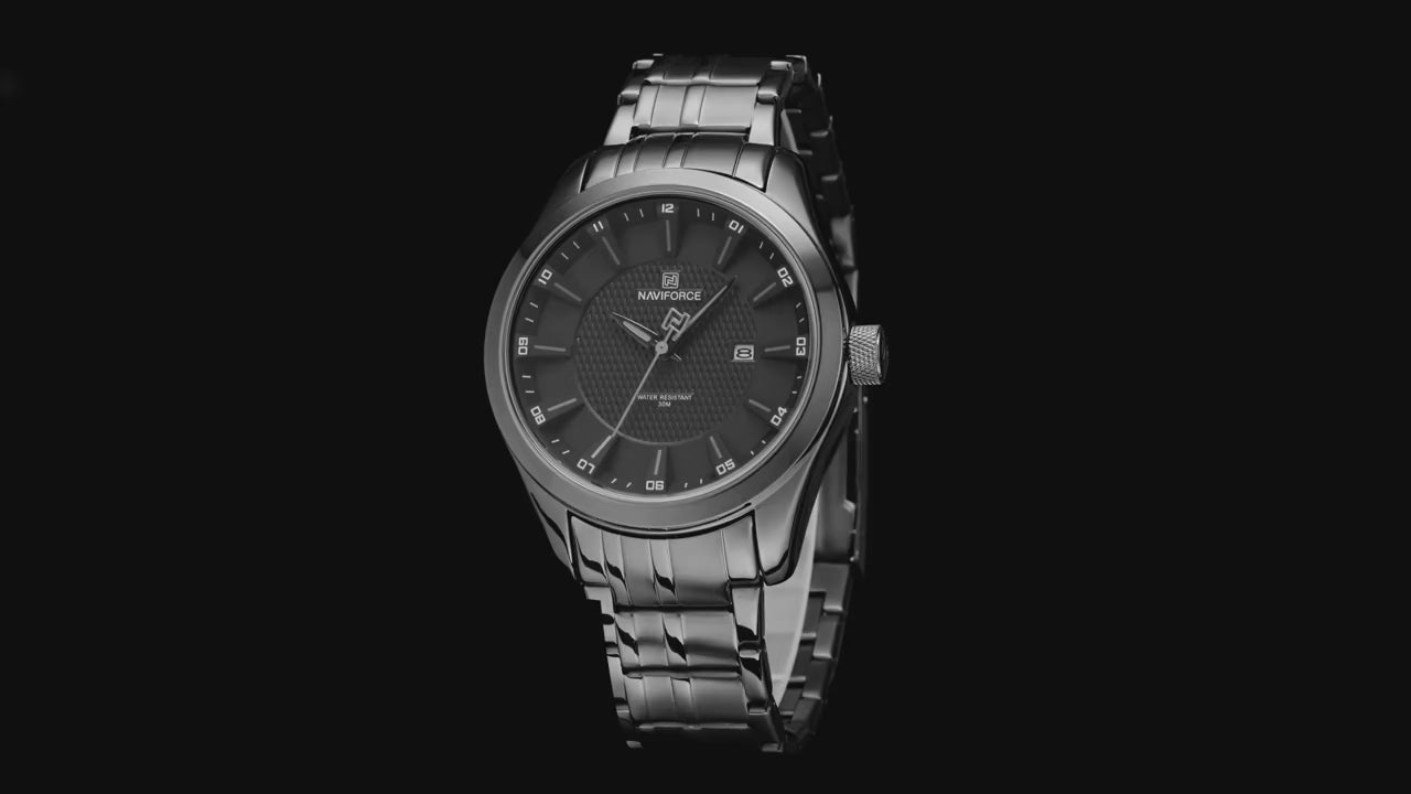 Relógio de pulso masculino NAVIFORCE, à prova d'água, quartzo, pulseira de aço inoxidável e data