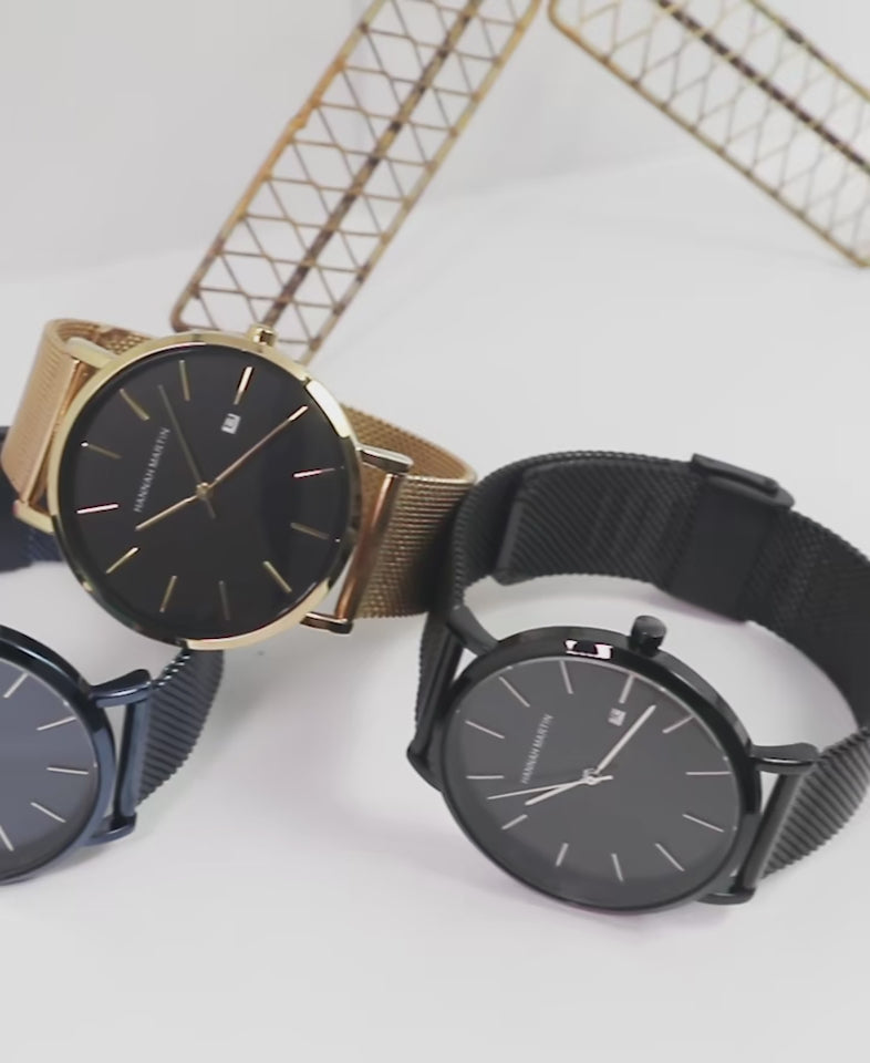 Relógio de pulso masculino clássico Bauhaus, à prova d'água, aço inoxidável, moderno, calendário empresarial, ultrafino